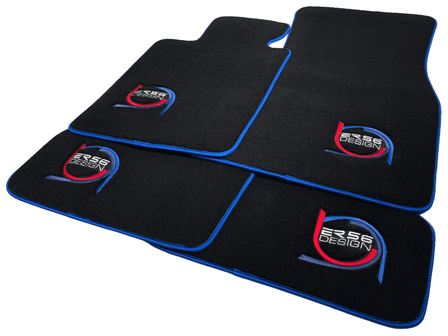Black Floor Mats For BMW 3 Series E36 Convertible ER56 Design Limited Edition Blue Trim - AutoWin