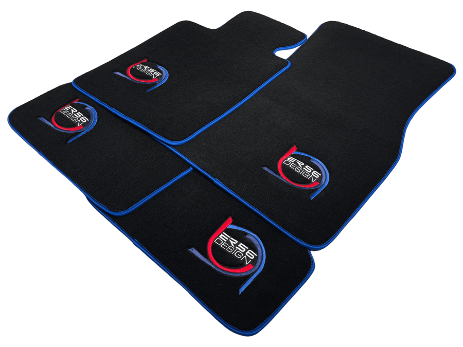 Black Floor Mats For BMW 3 Series E36 Convertible ER56 Design Limited Edition Blue Trim - AutoWin