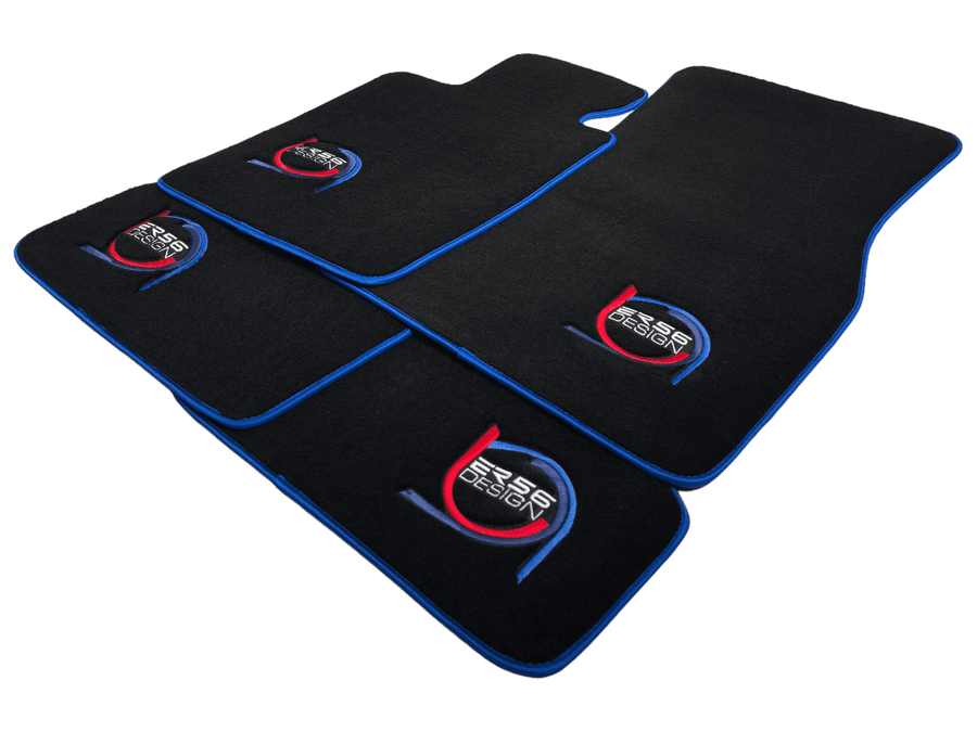 Black Floor Mats For BMW 3 Series E36 Convertible ER56 Design Limited Edition Blue Trim - AutoWin