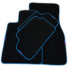 Black Floor Mats For BMW 3 Series F30 | Sky Blue Trim - AutoWin