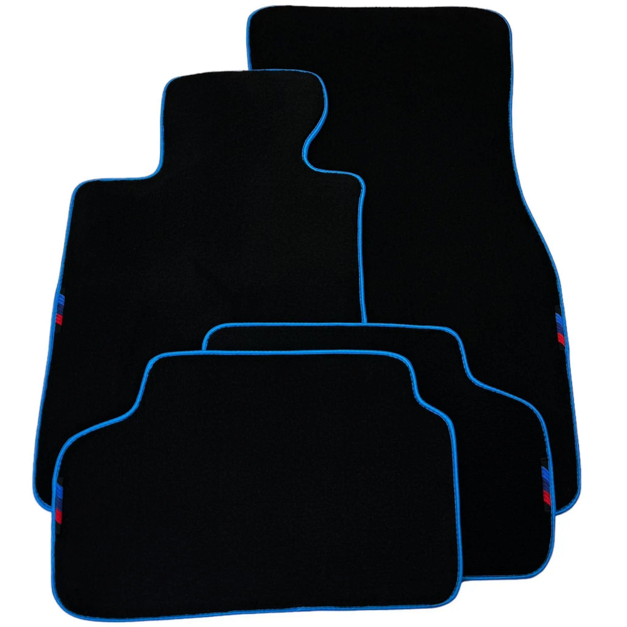 Black Floor Mats For BMW 3 Series F30 | Sky Blue Trim - AutoWin