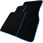 Black Floor Mats For BMW 3 Series F30 | Sky Blue Trim - AutoWin