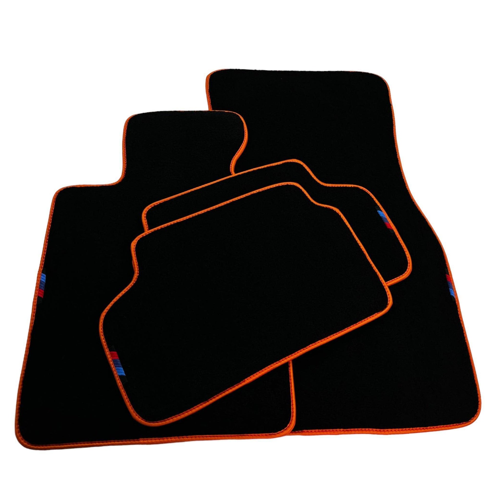 Black Floor Mats For BMW 5 Series E60 | Orange Trim - AutoWin