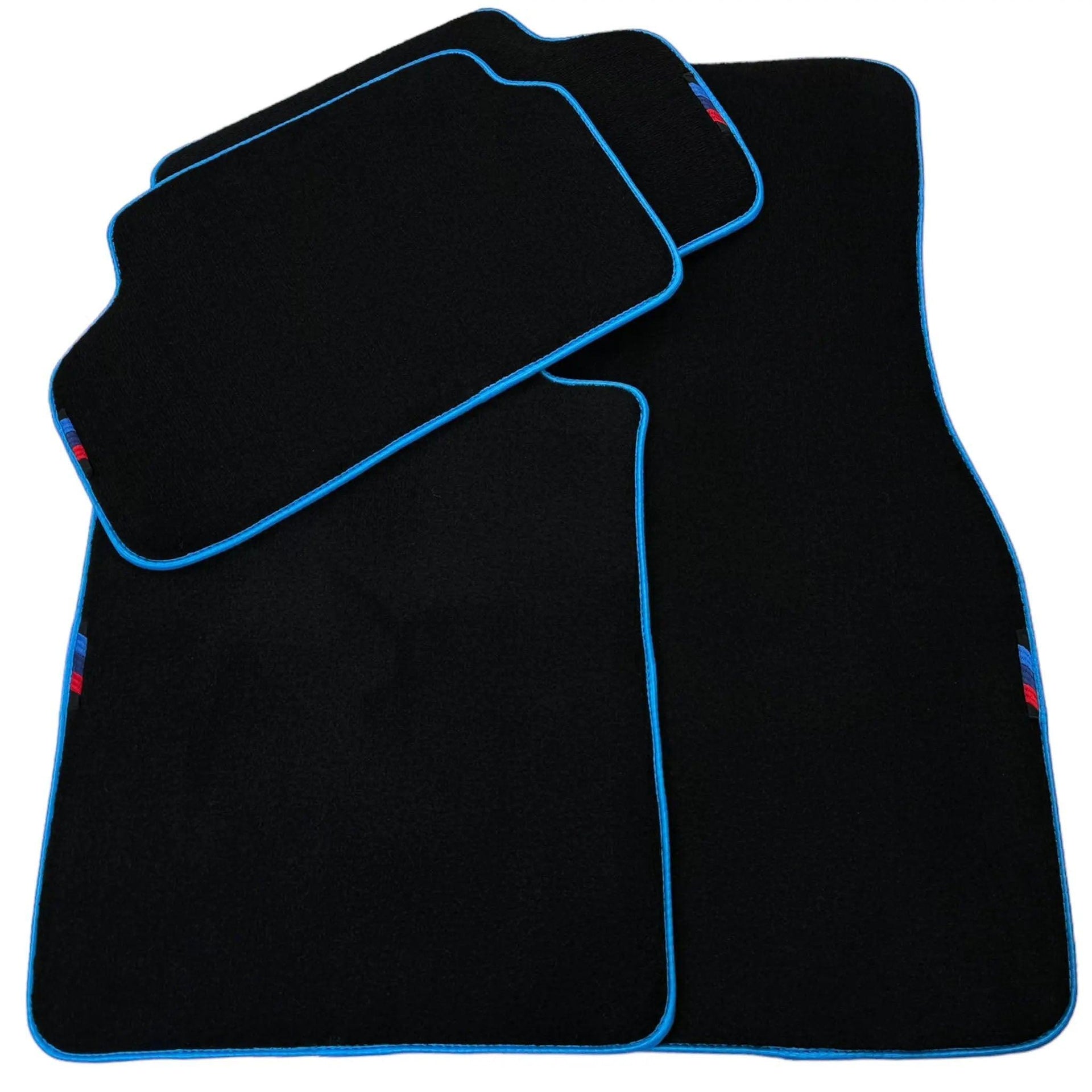 Black Floor Mats For BMW 6 Series F12 | Sky Blue Trim AutoWin Brand - AutoWin
