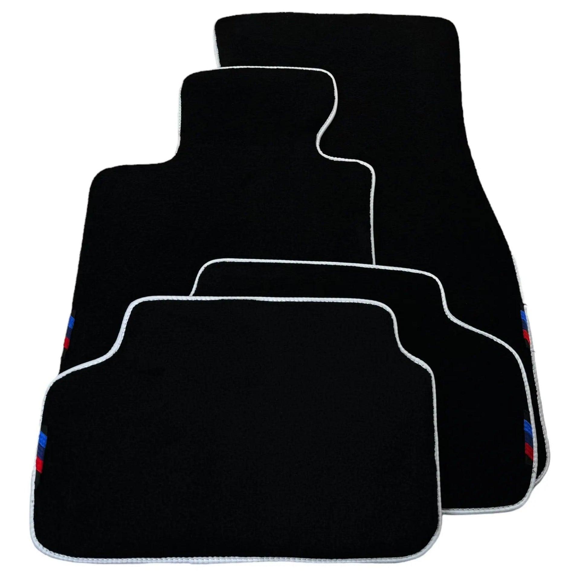 Black Floor Mats For BMW 7 Series E66 | White Trim AutoWin Brand - AutoWin