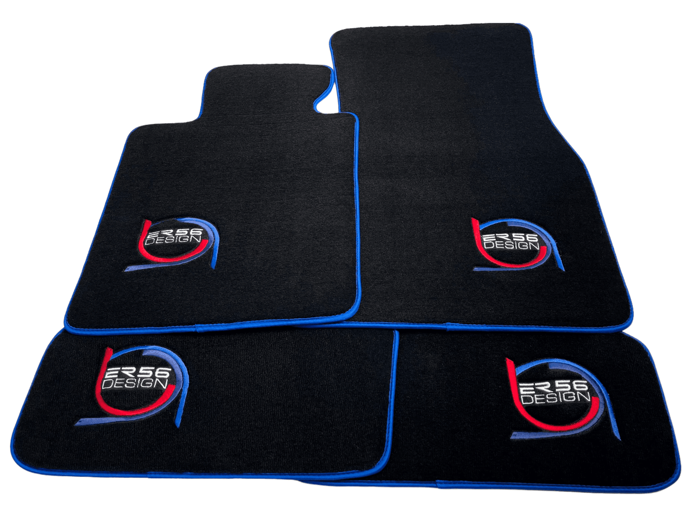 Black Floor Mats For BMW M5 E34 ER56 Design Limited Edition Blue Trim - AutoWin