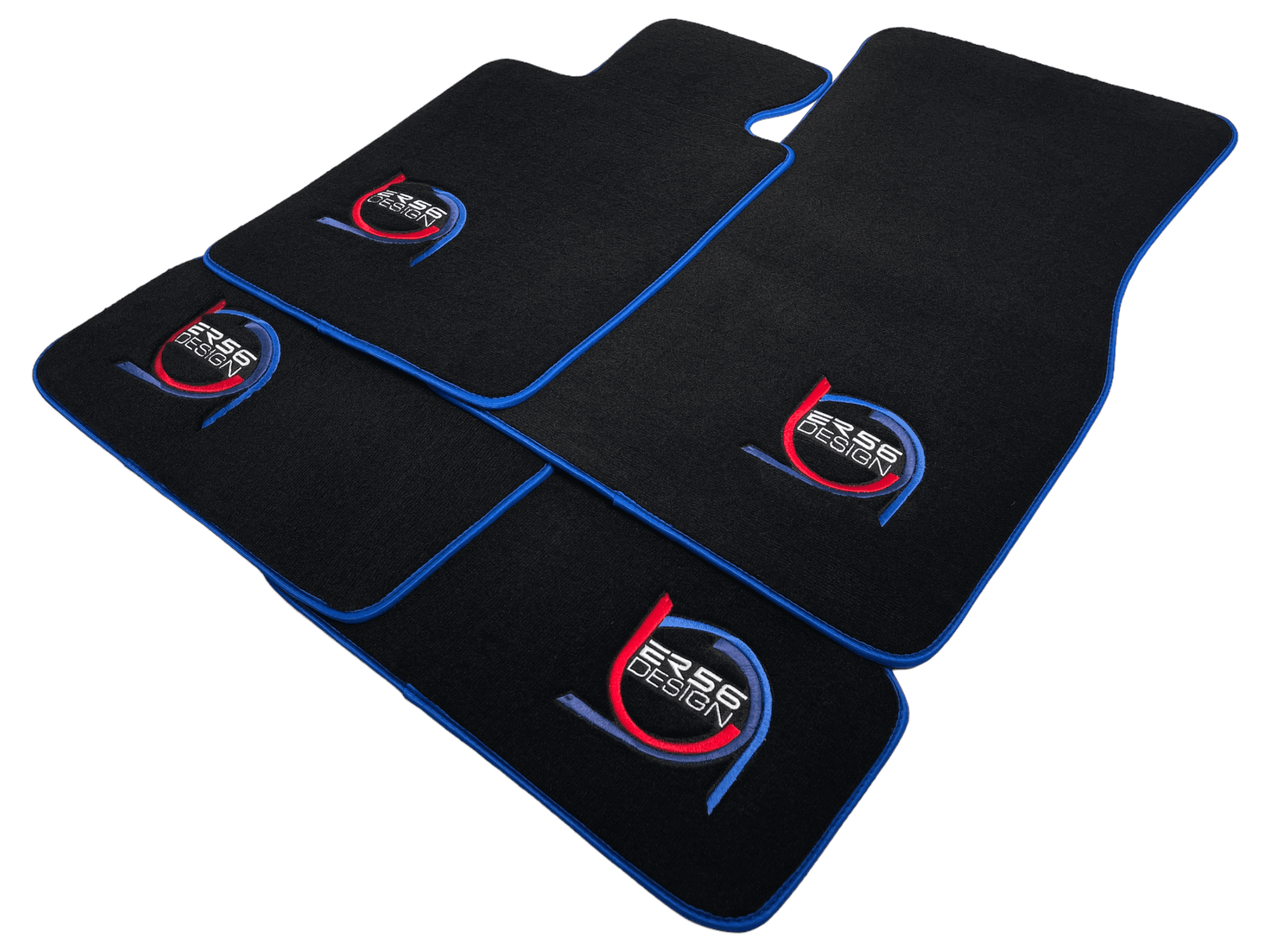 Black Floor Mats For BMW M5 E34 ER56 Design Limited Edition Blue Trim - AutoWin