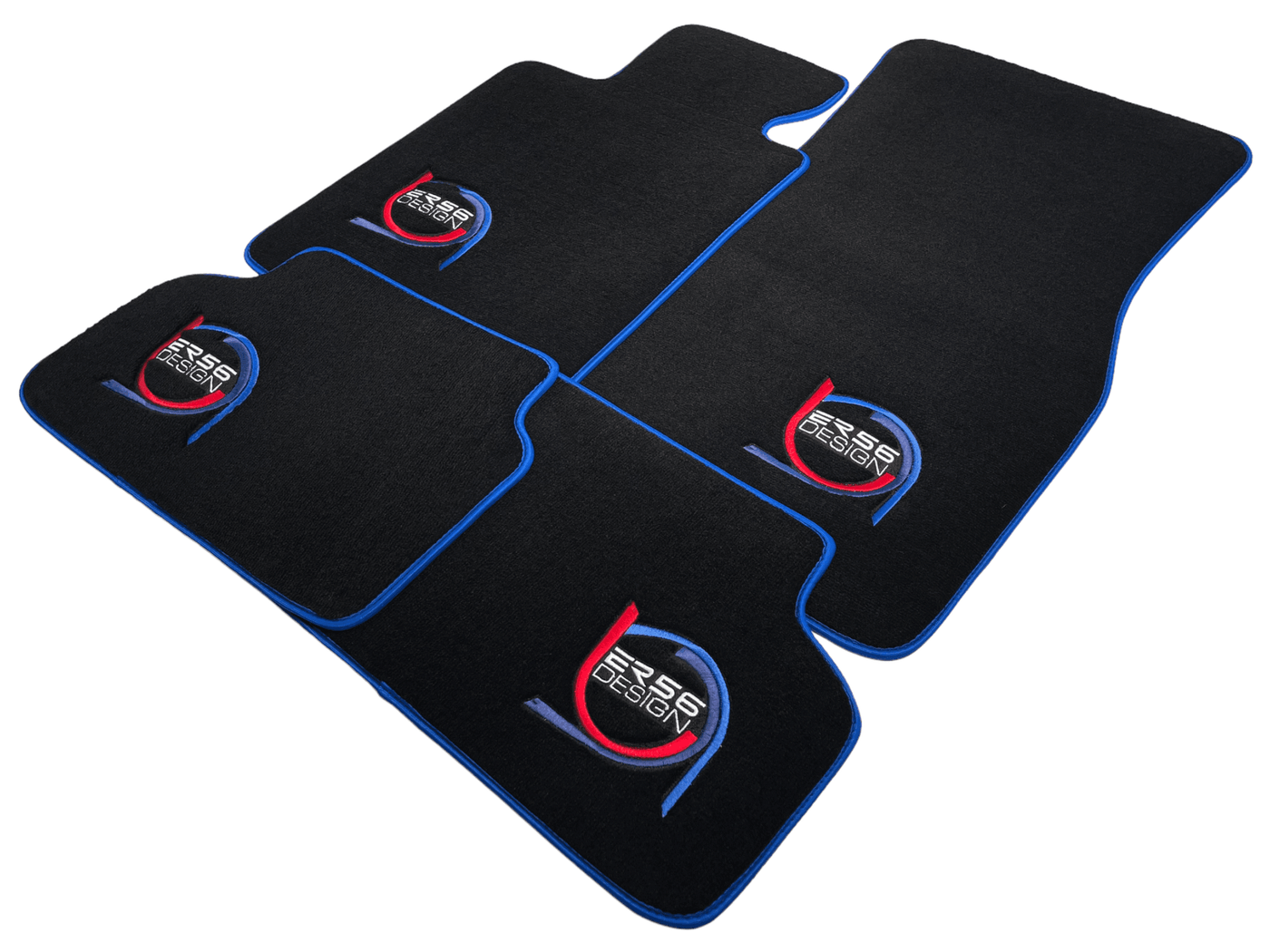 Black Floor Mats For BMW M5 E39 ER56 Design Limited Edition Blue Trim - AutoWin