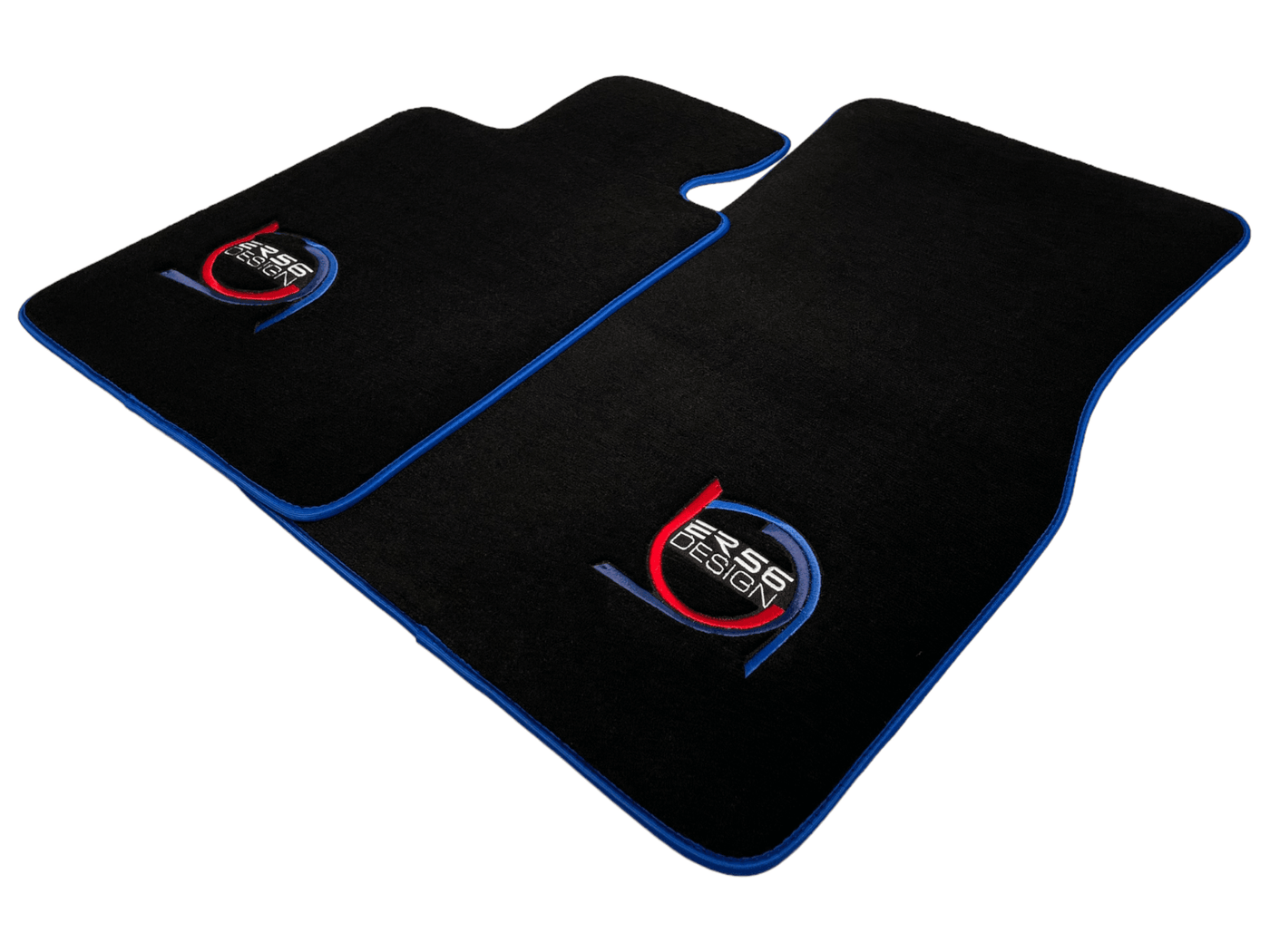 Black Floor Mats For BMW M5 Series F90 ER56 Design With Blue Trim - AutoWin