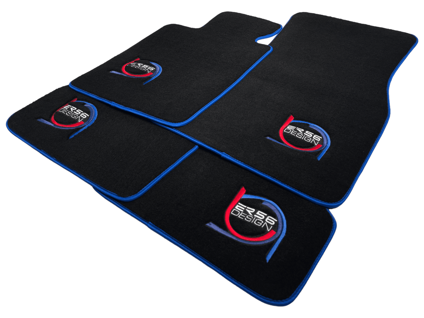 Black Floor Mats For BMW M6 F12 Convertible ER56 Design Limited Edition Blue Trim - AutoWin