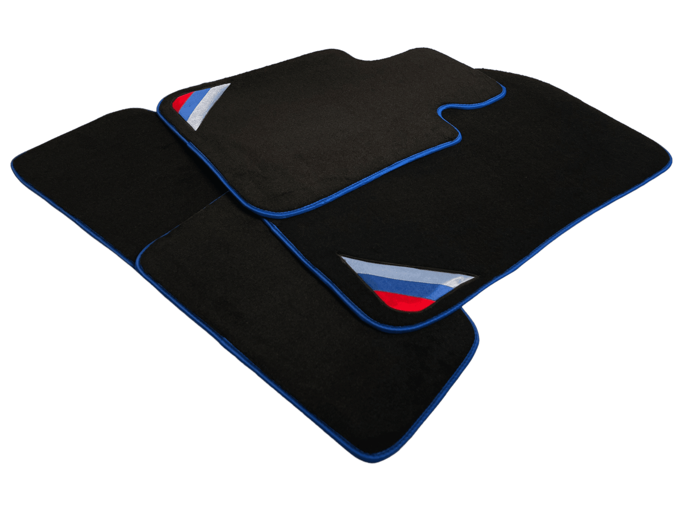 Black Floor Mats For BMW X1 Series E84 With Blue Trim - AutoWin
