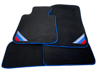 Black Floor Mats For BMW X1 Series E84 With Blue Trim - AutoWin