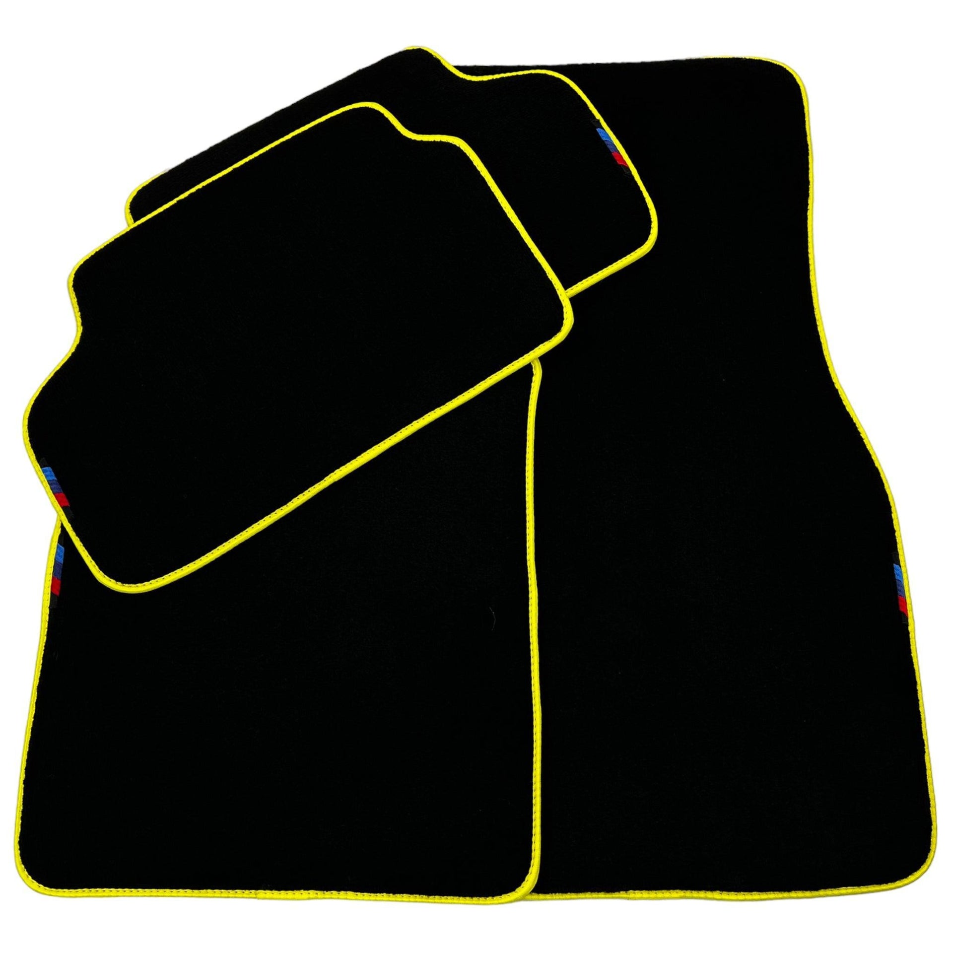 Black Floor Mats For BMW X5 Series E70 | Yellow Trim - AutoWin