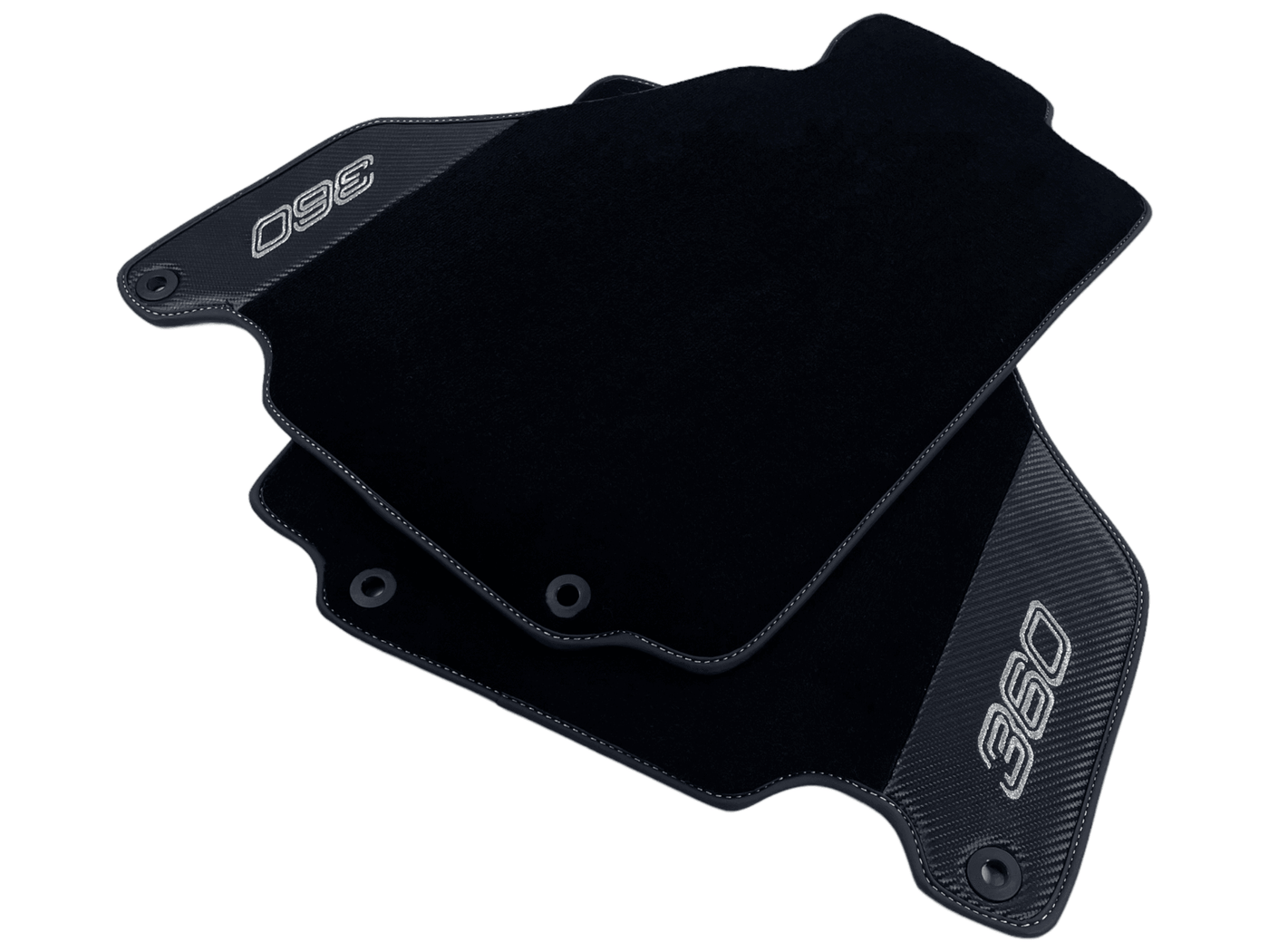 Black Floor Mats For Ferrari 360 Modena 1999-2005 With Carbon Fiber Leather - AutoWin