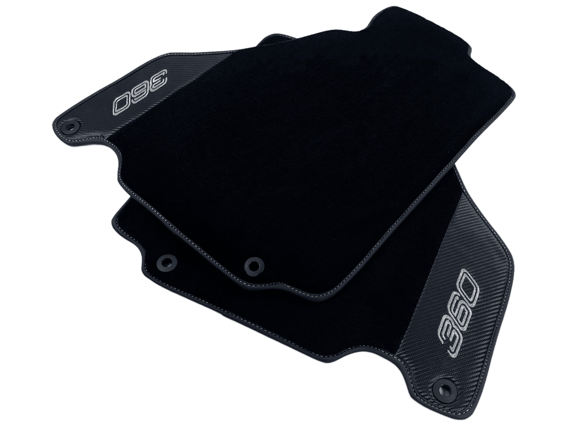 Black Floor Mats For Ferrari 360 Modena 1999-2005 With Carbon Fiber Leather - AutoWin