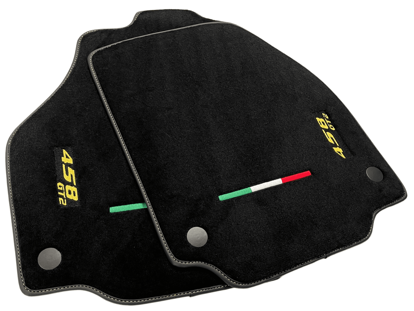 Black Floor Mats For Ferrari 458 Gt2 2012-2015 Yellow Sewing - AutoWin