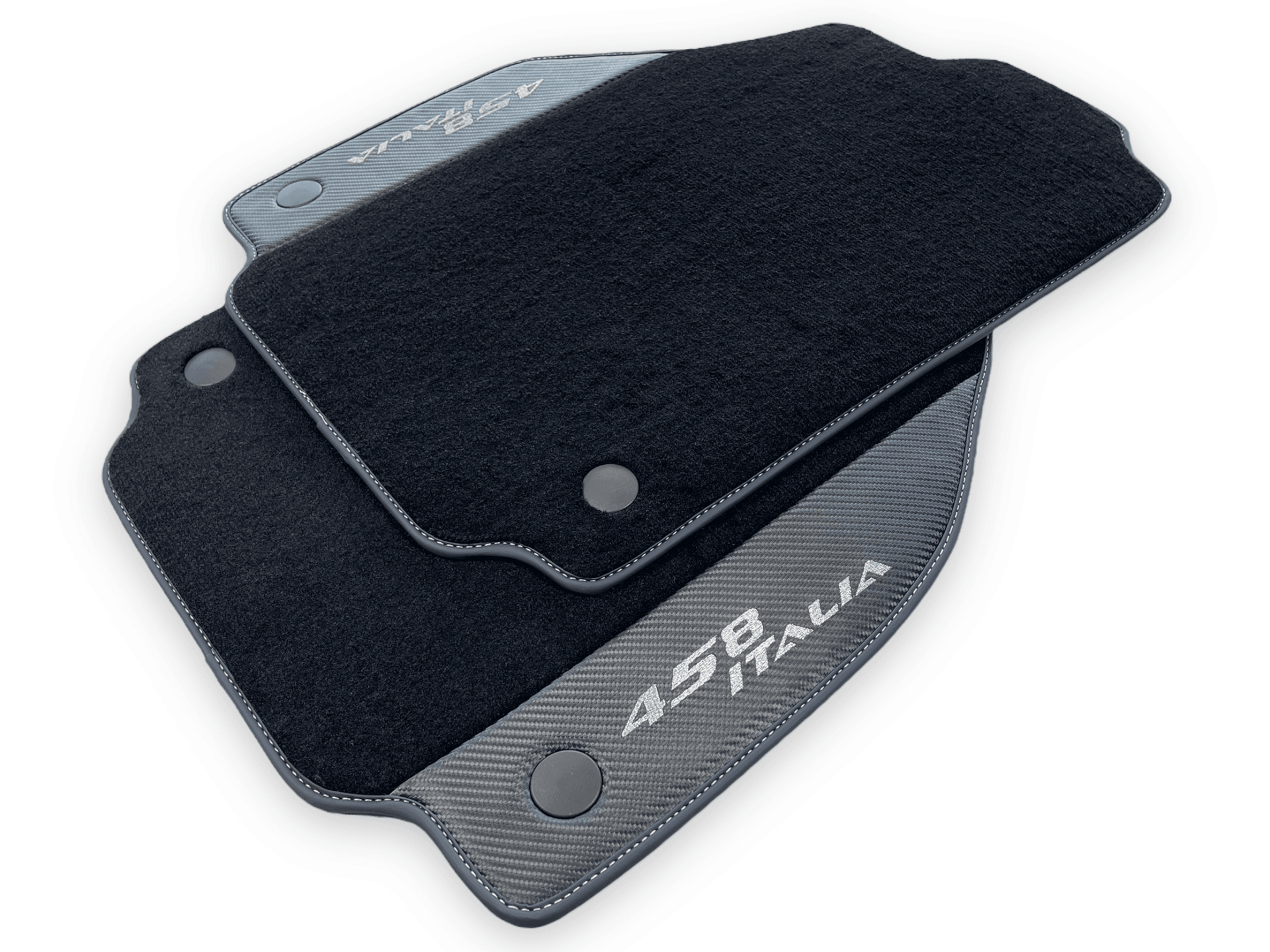 Black Floor Mats For Ferrari 458 Italia 2009-2015 With Carbon Fiber Leather - AutoWin