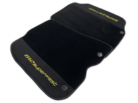 Black Floor Mats For Ferrari 812 Superfast With Alcantara Leather Yellow Edition - AutoWin