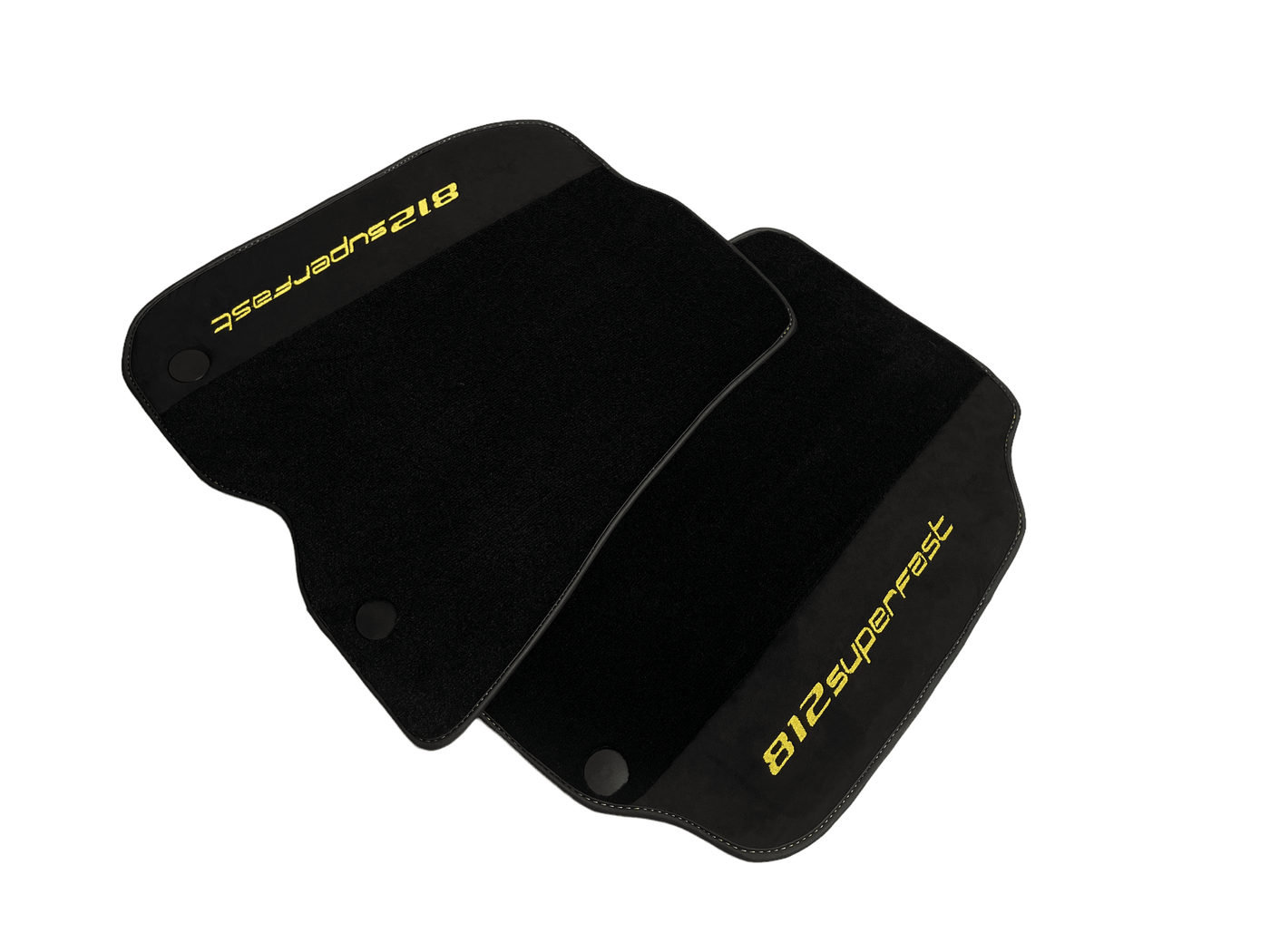 Black Floor Mats For Ferrari 812 Superfast With Alcantara Leather Yellow Edition - AutoWin
