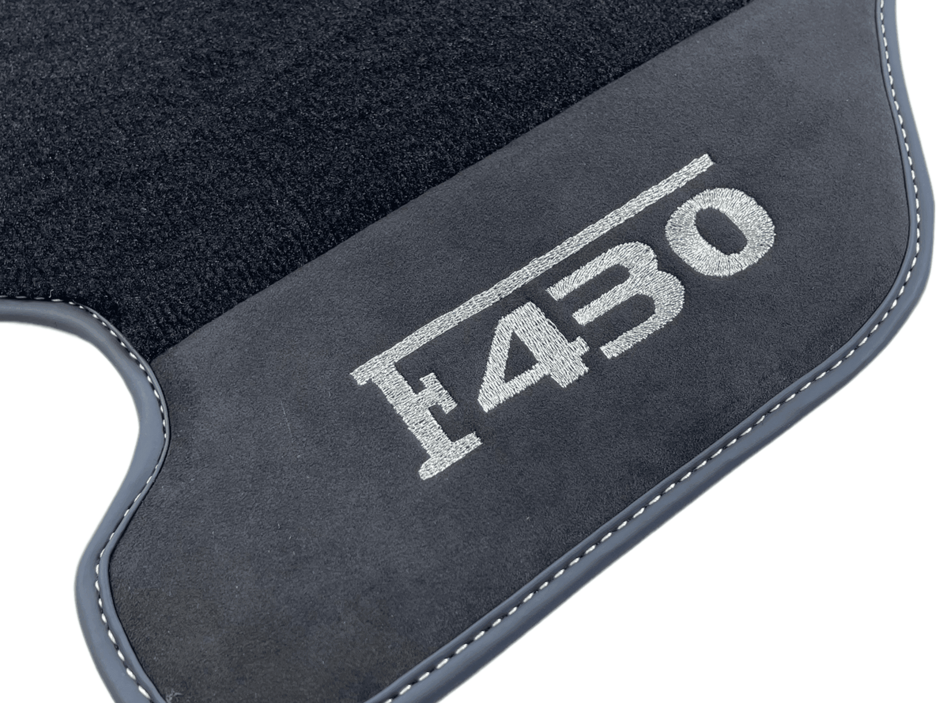 Black Floor Mats For Ferrari F430 2004-2009 With Alcantara Leather - AutoWin