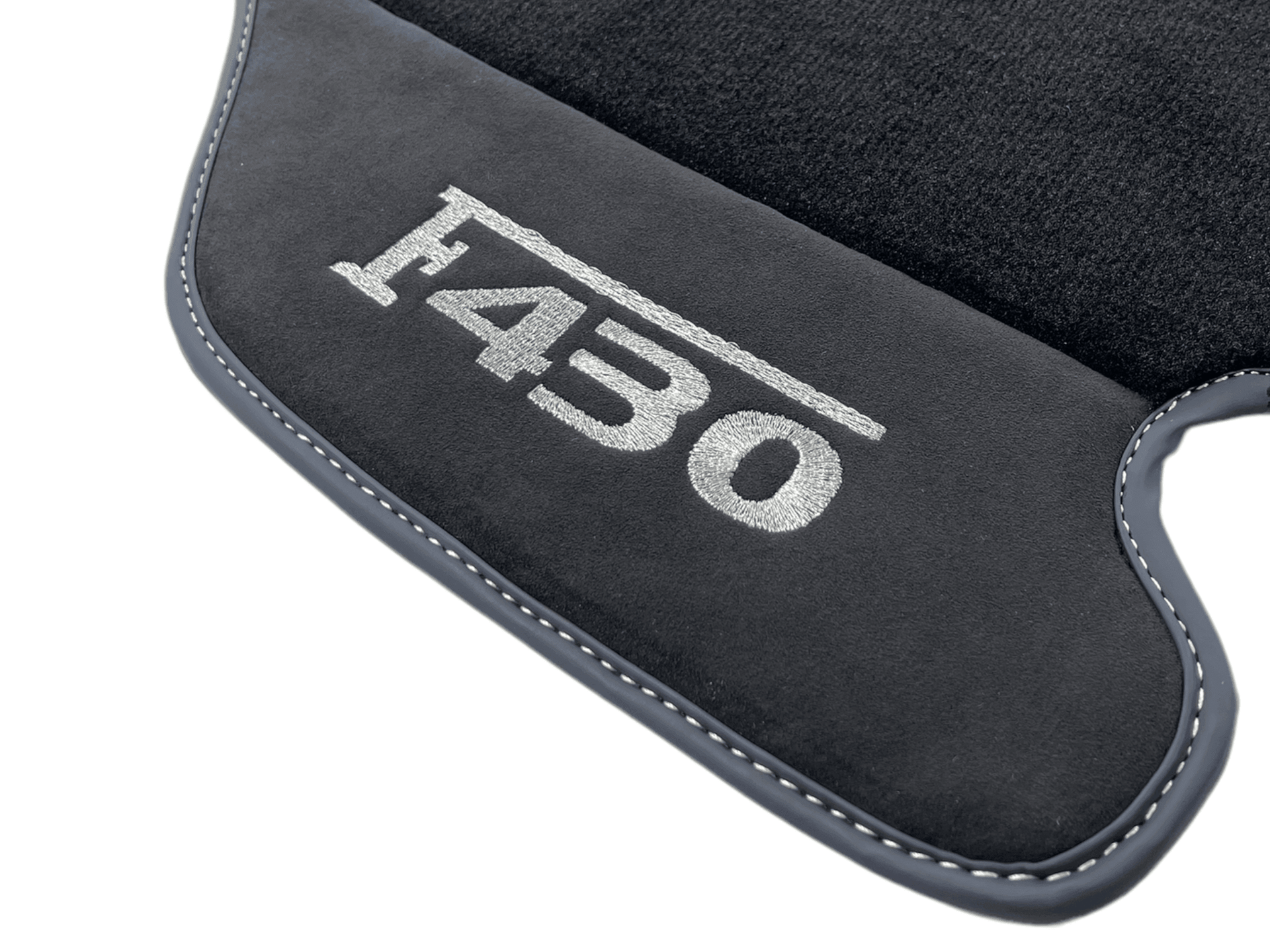 Black Floor Mats For Ferrari F430 2004-2009 With Alcantara Leather - AutoWin