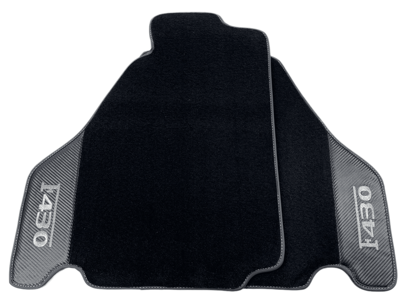 Black Floor Mats For Ferrari F430 2004-2009 With Carbon Fiber Leather - AutoWin