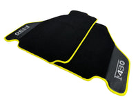 Black Floor Mats For Ferrari F430 2004-2009 With Carbon Fiber Leather Yellow Trim - AutoWin