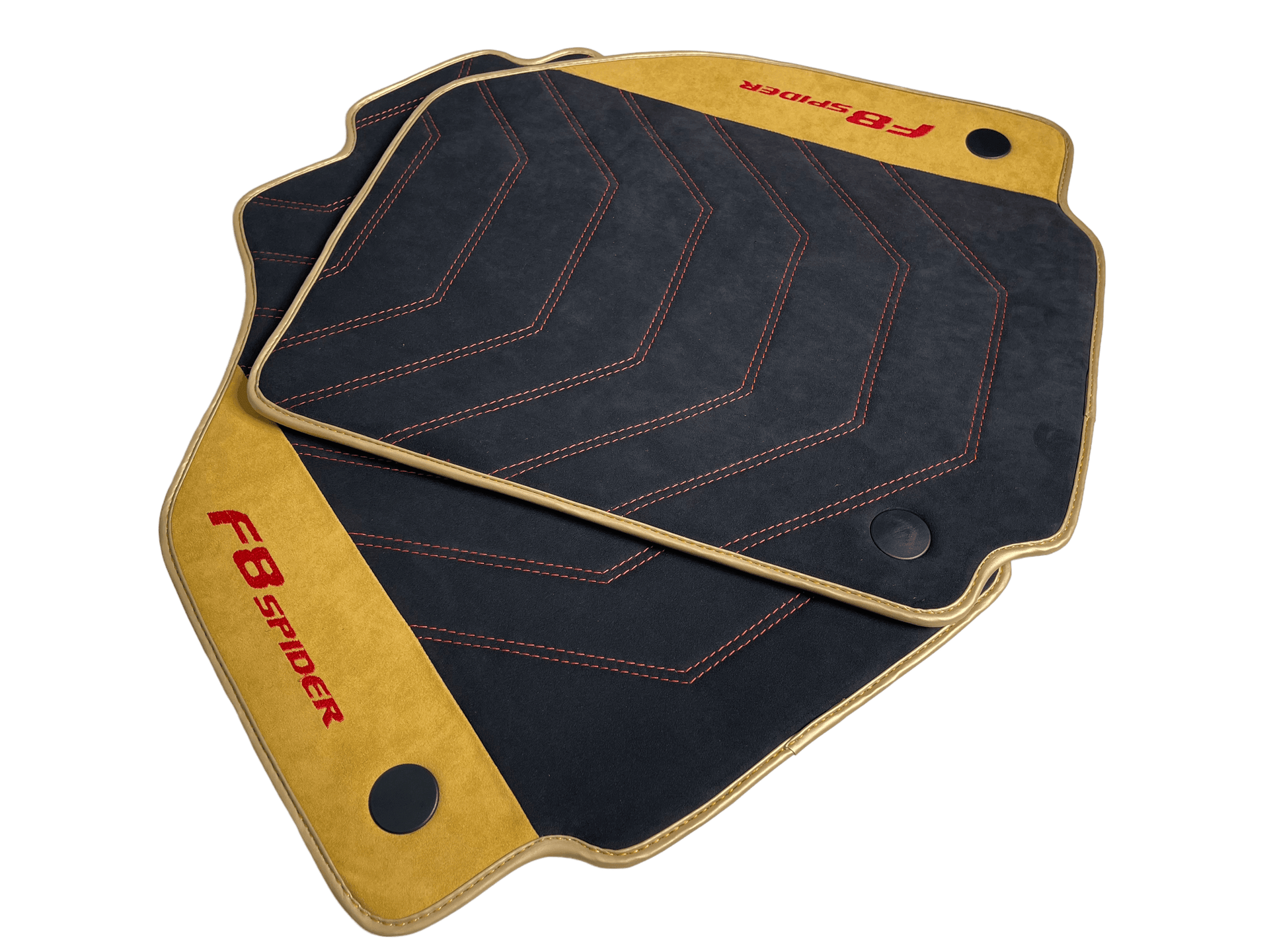 Black Floor Mats For Ferrari F8 Spider 2019-2022 With Tan Alcantara Leather - AutoWin