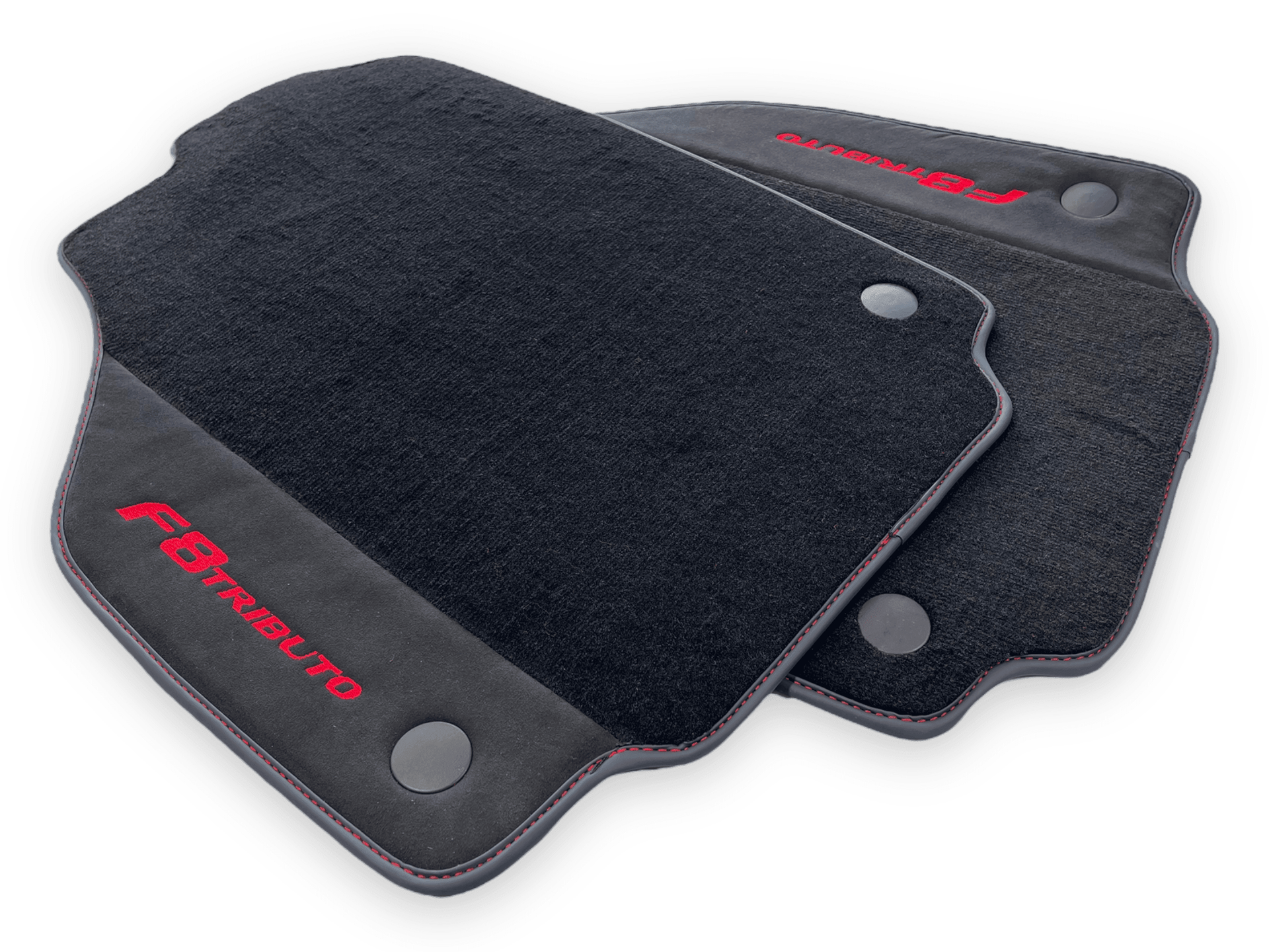 Black Floor Mats For Ferrari F8 Tributo 2019-2022 With Alcantara Leather - AutoWin
