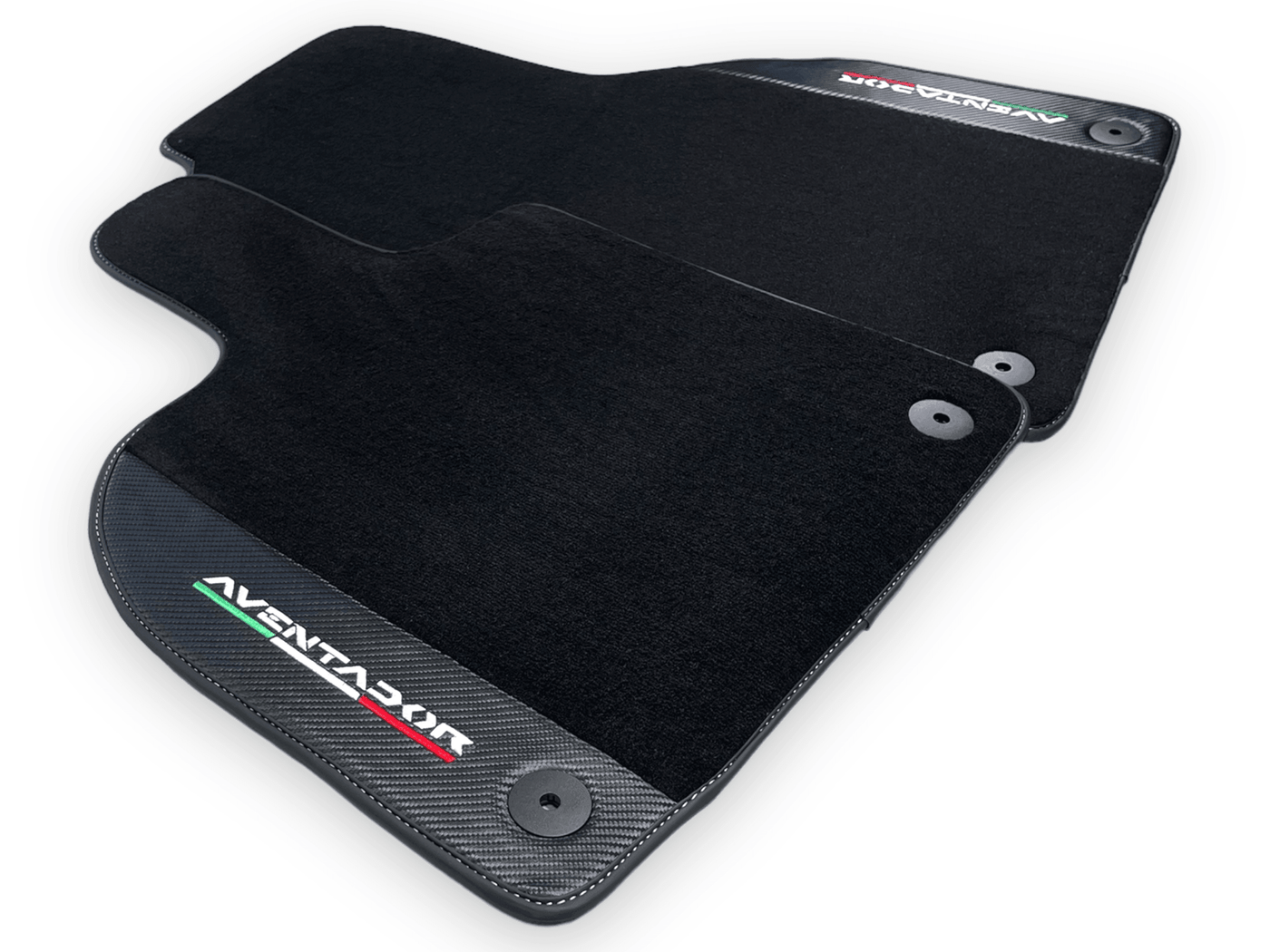 Black Floor Mats for Lamborghini Aventador With Carbon Fiber Leather - AutoWin