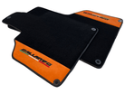 Black Floor Mats for Lamborghini Gallardo With Orange Alcantara Leather - AutoWin