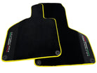Black Floor Mats for Lamborghini Huracan With Alcantara Leather Yellow Trim - AutoWin