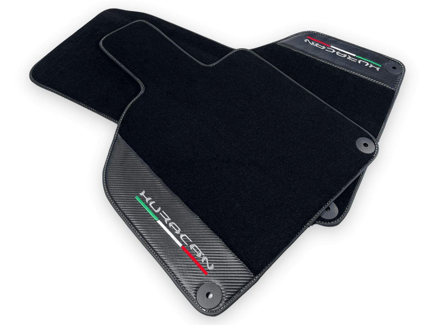 Black Floor Mats for Lamborghini Huracan With Carbon Fiber Leather - AutoWin