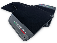 Black Floor Mats for Lamborghini Huracan With Carbon Fiber Leather - AutoWin