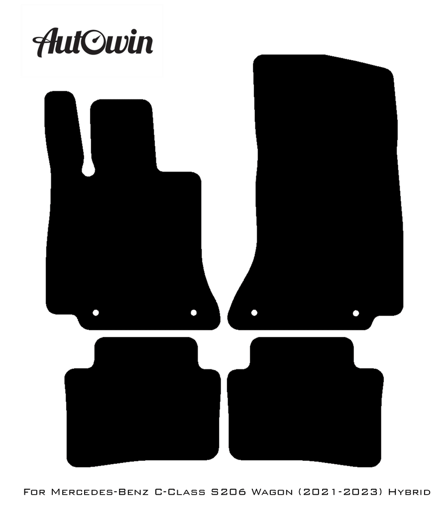 Black Floor Mats For Mercedes Benz C-Class S206 Wagon (2021-2023) Hybrid | AutoWin Edition - AutoWin