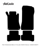 Black Floor Mats For Mercedes Benz C-Class W203 Sedan (2000-2007) | Fighter Jet Edition - AutoWin