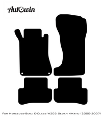 Black Floor Mats For Mercedes Benz C-Class W203 Sedan 4Matic (2000-2007) | AutoWin Edition - AutoWin