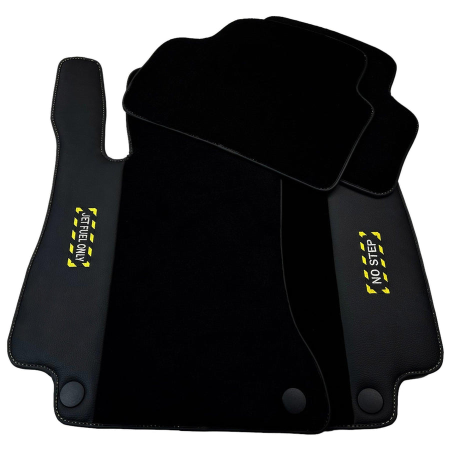 Black Floor Mats For Mercedes Benz CLK-Class A208 Convertible (1998-2003) | Fighter Jet Edition - AutoWin