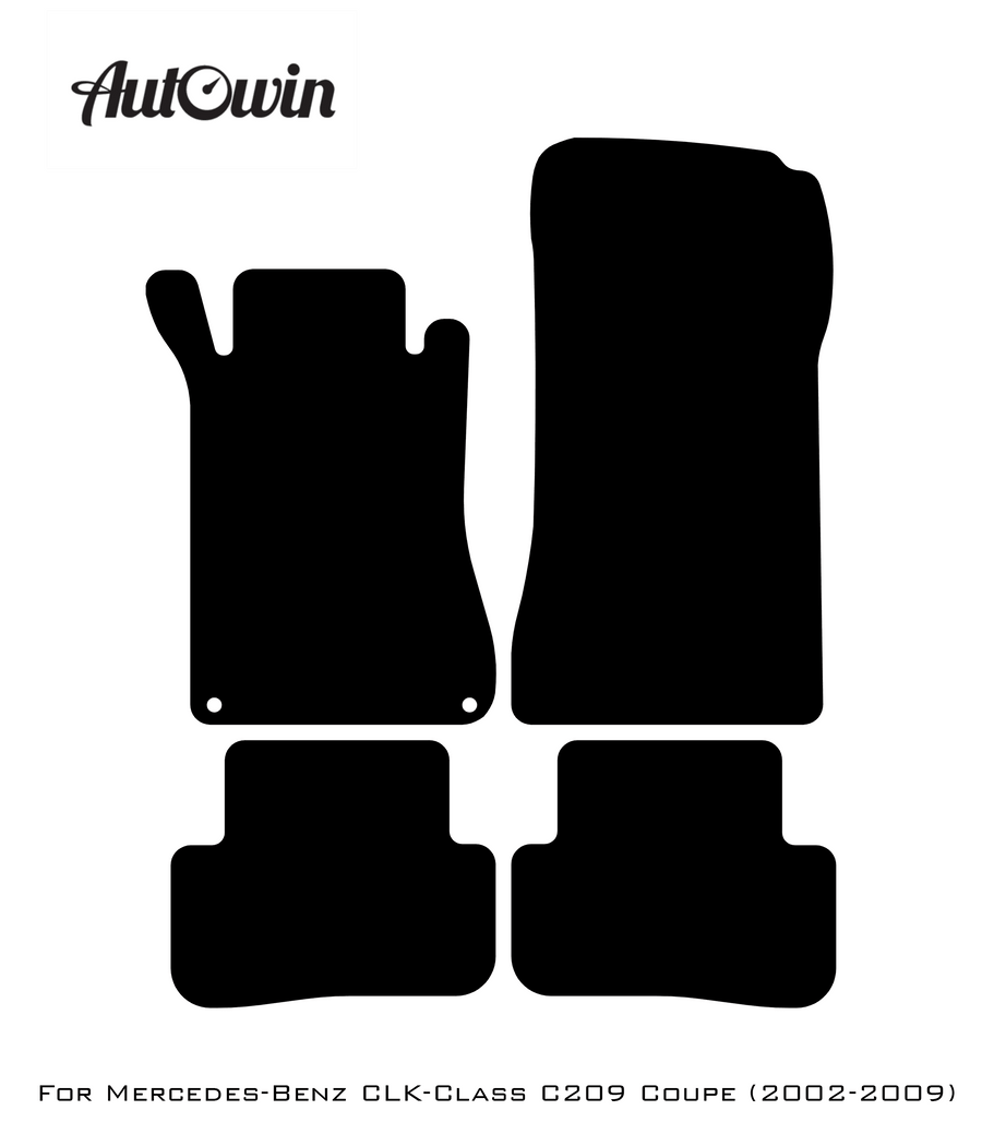 Black Floor Mats For Mercedes Benz CLK-Class C209 Coupe (2002-2009) | Fighter Jet Edition - AutoWin