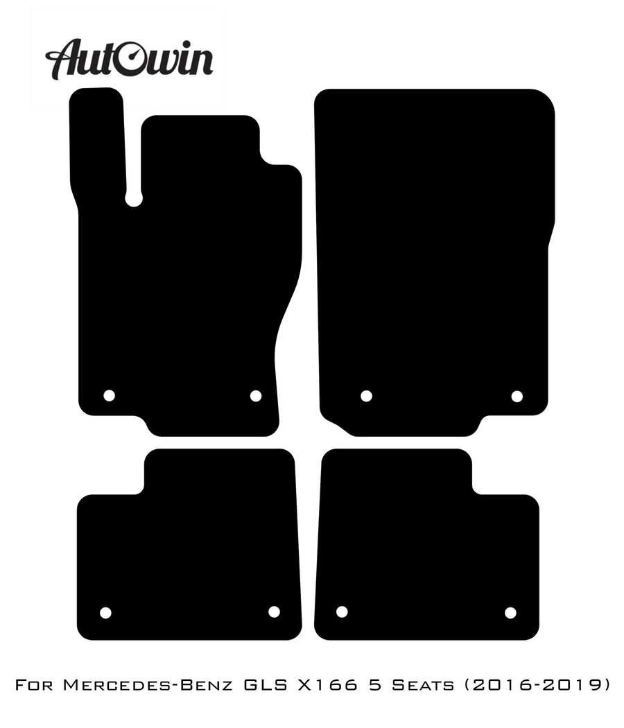 Black Floor Mats For Mercedes Benz GLS-Class X166 (2016-2019) | AutoWin Edition - AutoWin