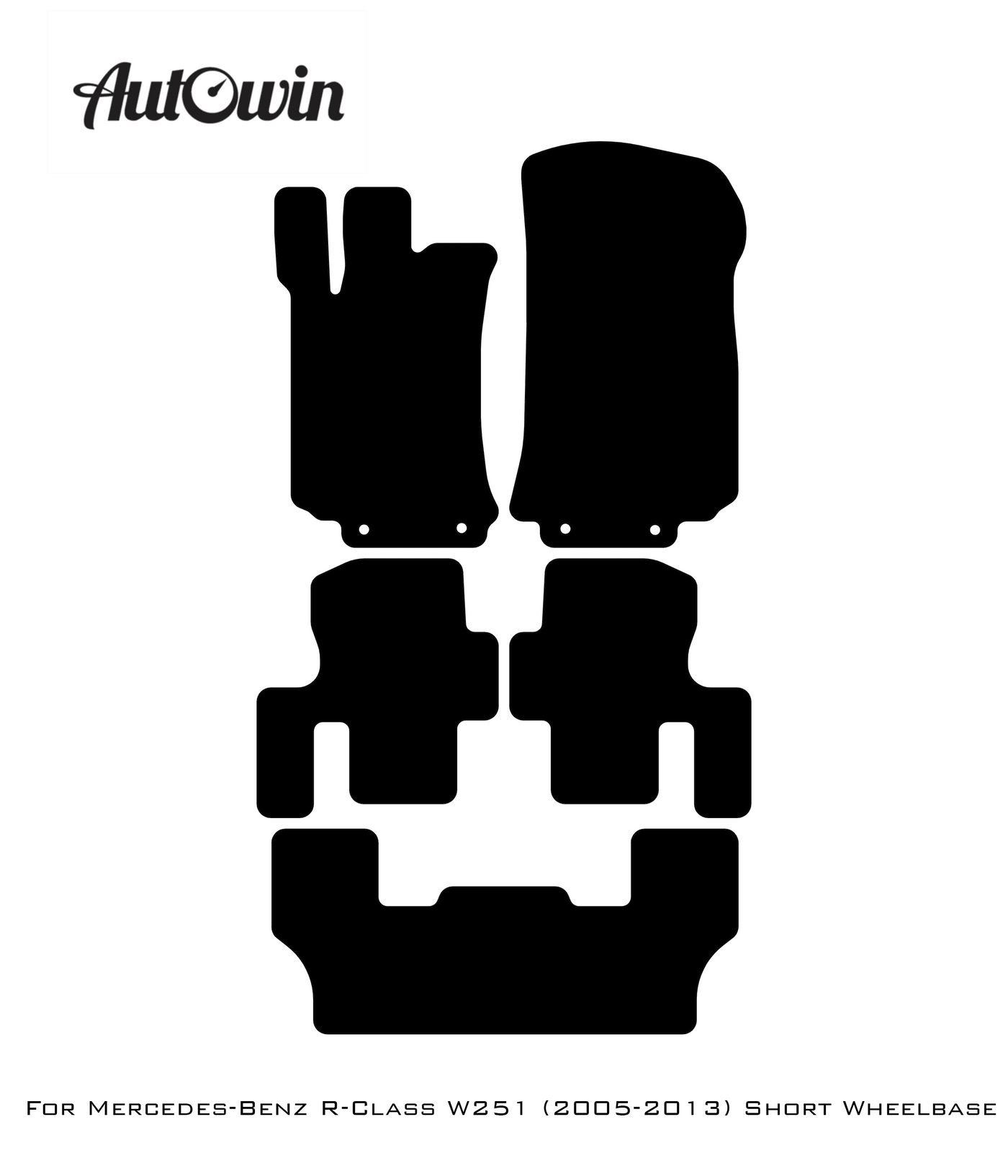 Black Floor Mats For Mercedes Benz R-Class W251 (2005-2013) Short Wheelbase | Fighter Jet Edition - AutoWin