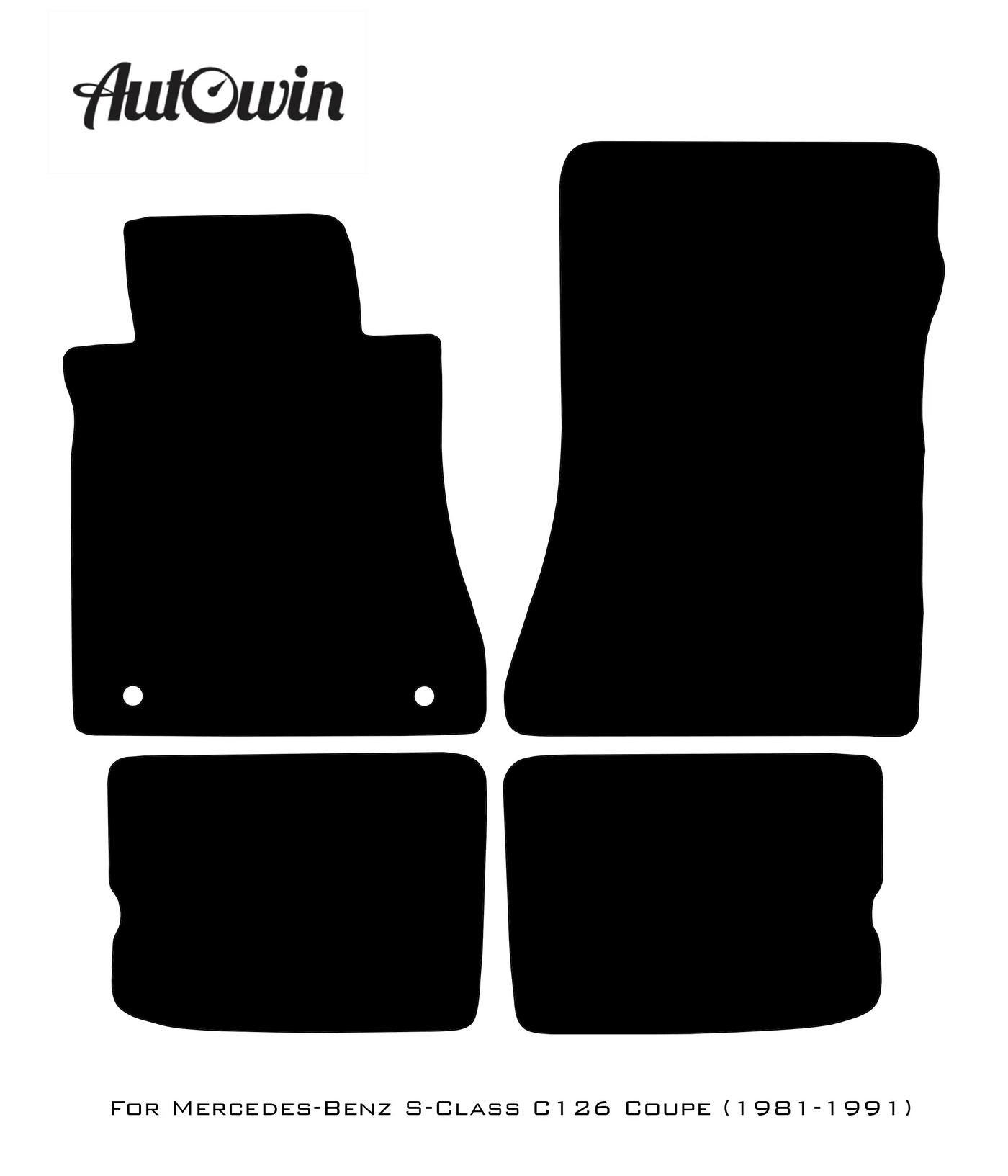 Black Floor Mats For Mercedes Benz S-Class C126 Coupe (1981-1991) | AutoWin Edition - AutoWin