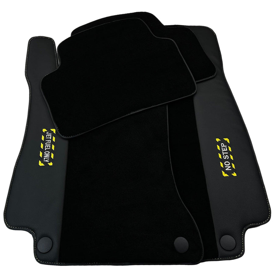 Black Floor Mats For Mercedes Benz S-Class V223 (2021-2023) Hybrid | Fighter Jet Edition - AutoWin