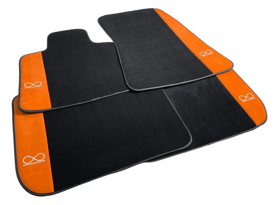 Black Floor Mats For Rolls Royce Black Badge Dawn Alcantara Leather - AutoWin