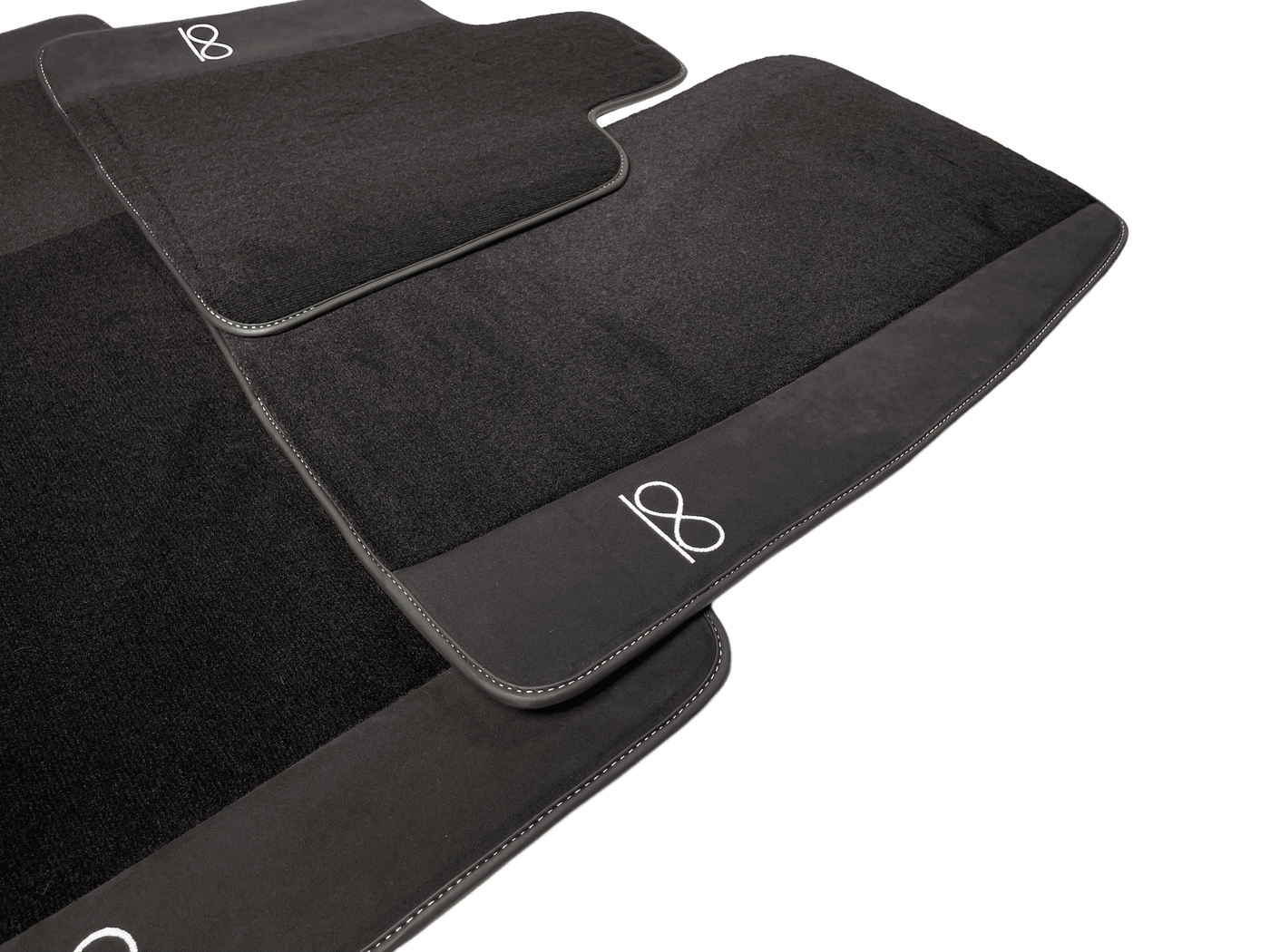 Black Floor Mats For Rolls Royce Black Badge Ghost Fluorescent Logo - AutoWin