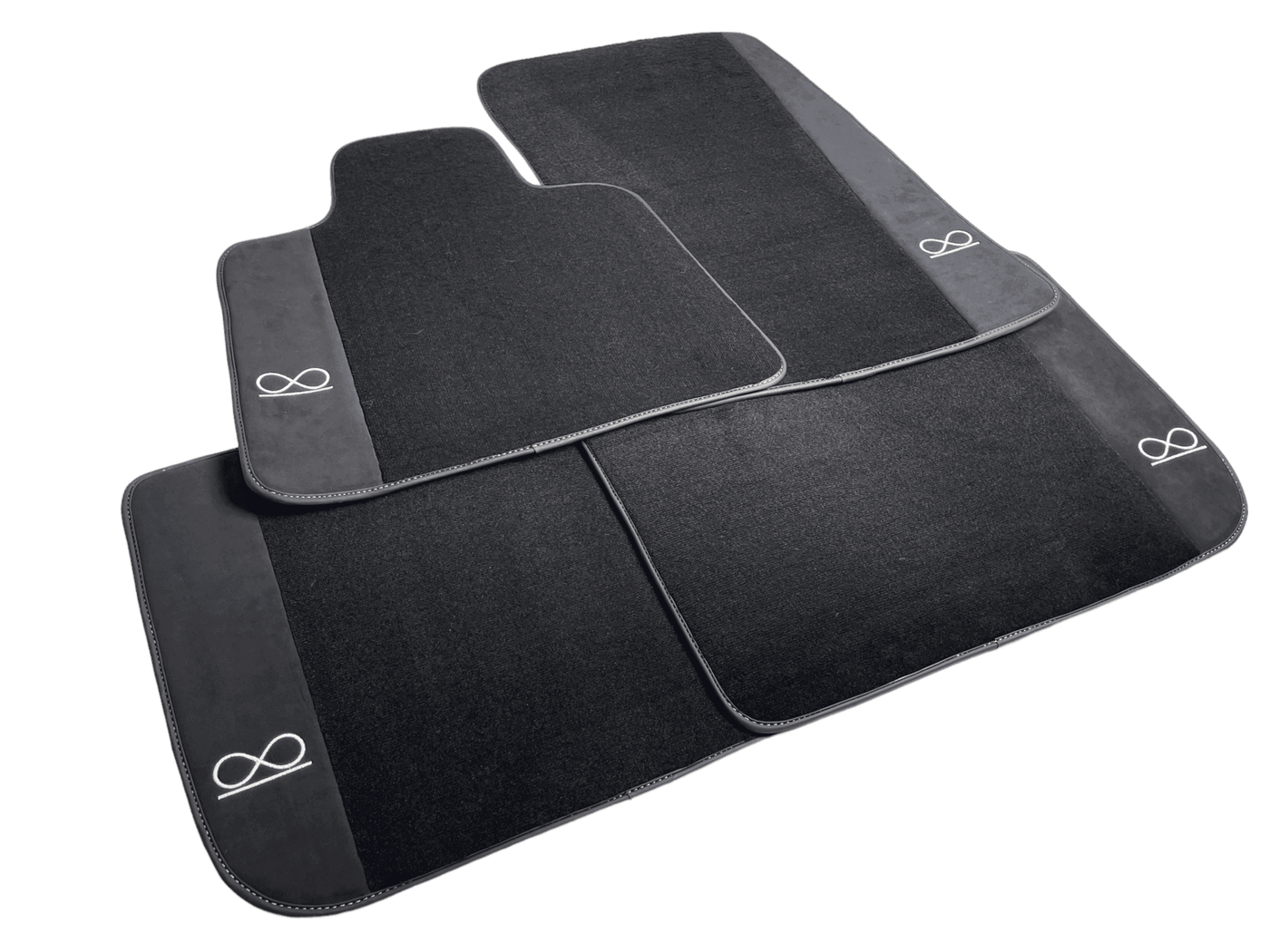 Black Floor Mats For Rolls Royce Black Badge Ghost Fluorescent Logo - AutoWin