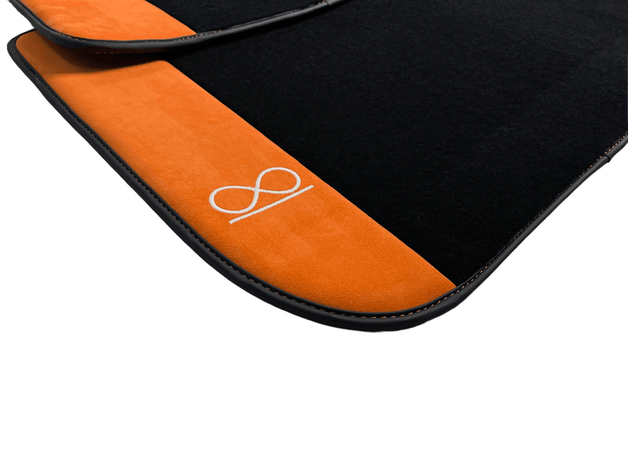 Black Floor Mats For Rolls Royce Black Badge Ghost Orange Alcantara - AutoWin