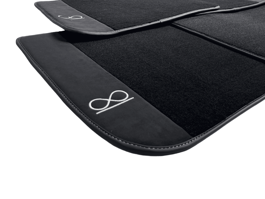 Black Floor Mats For Rolls Royce Black Badge Phantom Drophead Fluorescent Logo - AutoWin
