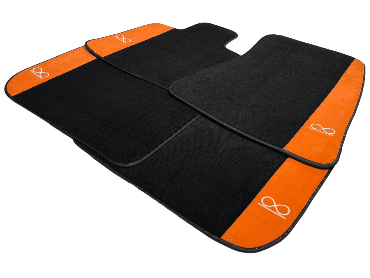 Black Floor Mats For Rolls Royce Black Badge Phantom Orange Alcantara - AutoWin