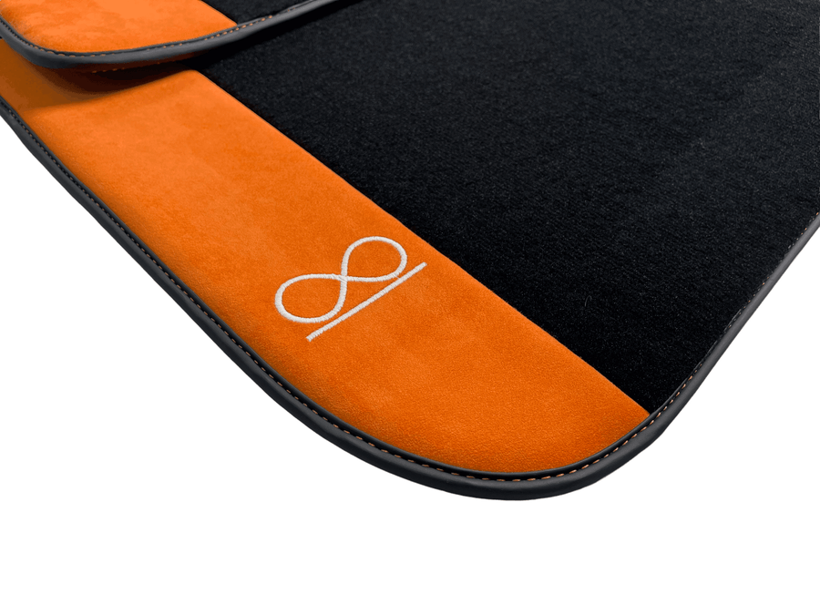 Black Floor Mats For Rolls Royce Black Badge Phantom Orange Alcantara - AutoWin